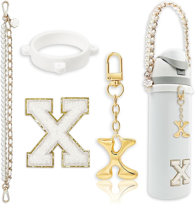 Letter Handle Strap Accessories with Cute Initial Charm Compatible with Owala Water Bottle 24oz 32oz 40oz Owala Kids