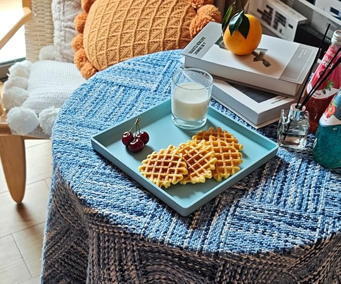 Small Square Tray (9 inch) 3 Pack, Durable Blue Tray for Desserts & Organization, Lightweight for Coffee, Drinks, Party, Seasoning, Perfume and Display.