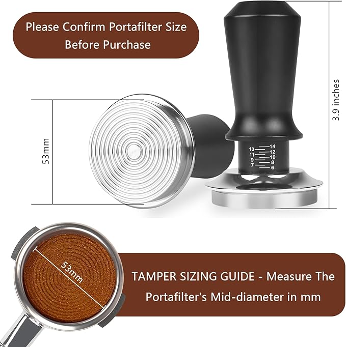 53mm Espresso Tamper Kit - Dual-Spring Calibrated Coffee Tamper, 8-Needle WDT Tool Espresso Distribution Tool, Magnetic Aluminum Dosing Funnel, Reusable Puck Screen, Fit Breville 54mm Portafilters