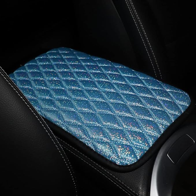 Universal Armrest Cover 32 * 19cm Car Center Console Armrest Cushion Center Armrest Pad Bling Glitter Car Armrest Protection Car Center Console Pad for SUV/Truck/Vehicle Armrest Mat