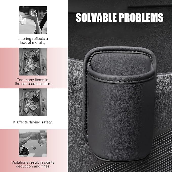 2 PCS Large Car Door Cup Holders, Clip On Back Seat Cup Holders for Cars, Scratch-Resistant & Waterproof Leather Storage Bag for Beverage Mobile Phone, Universal for Most Cars (Black)