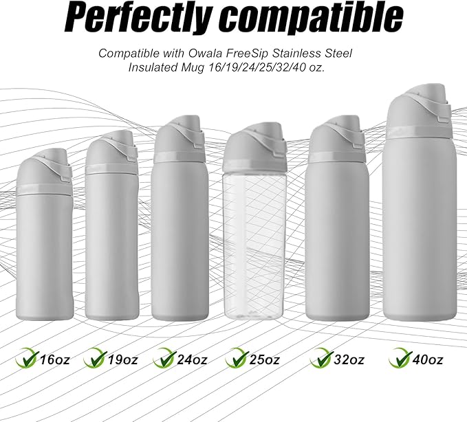 4pcs Replacement Stopper Compatible with Owala FreeSip 24oz 32oz, Water Bottle Top Lid Gasket for Owala 19/24/32/40oz Seal Bottle Cap Mouth Stopper Part Silicone Plug Accessories BPA-Free (White)