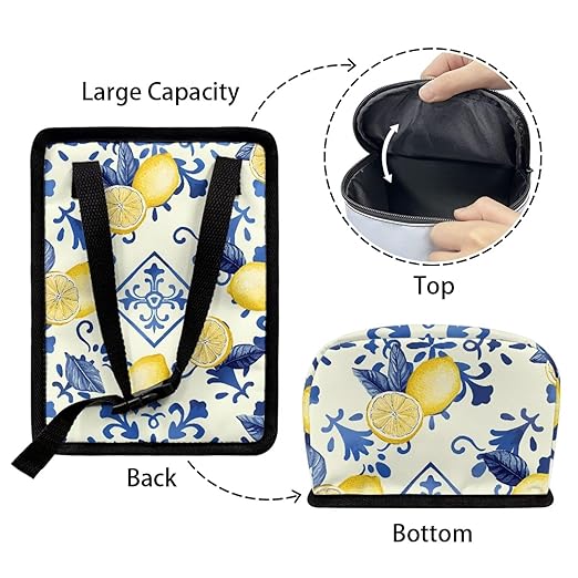 Lemon Square Print Car Accessories Back Seat Multipurpose Car Trash Can with Lid, Leak Proof Waterproof Hanging Cars Garbage Can for Road Trip Travel