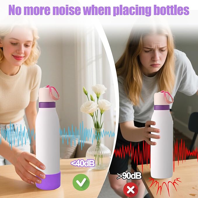 Mity rain 2PCS Silicone Boot for Owala FreeSip Twist Water Bottle, Anti-Slip, Noise-Reducing,Prevents Scratches(24oz Deep Purple)