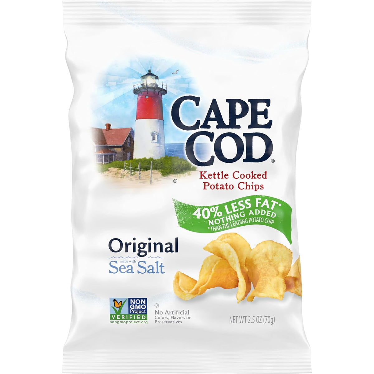 Cape Cod Potato Chips, Less Fat Original Kettle Chips, 1 Oz Snack Bags, 10 Ct