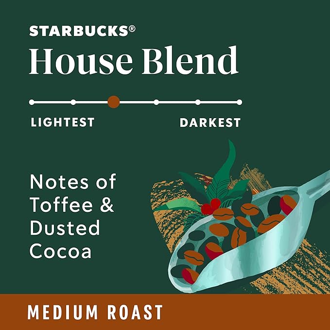 Starbucks Ground Coffee, Medium Roast Hot or Iced Coffee, House Blend, 12 oz
