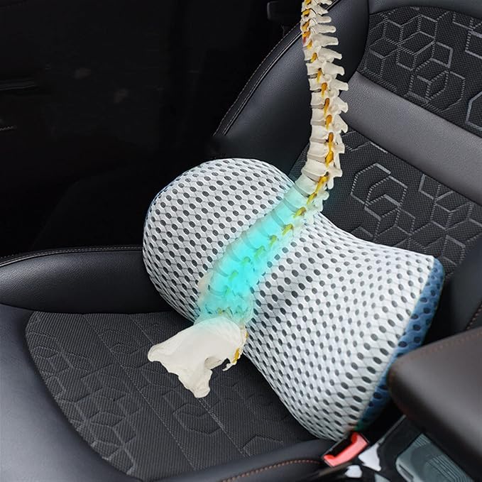 Lumbar Support Pillow for Car Seat, Mesh Office Chair Back Support Cushion, Ergonomic Back Pillows for Carseat,Office Chair,Desk,Wheelchair(Black-Waist)