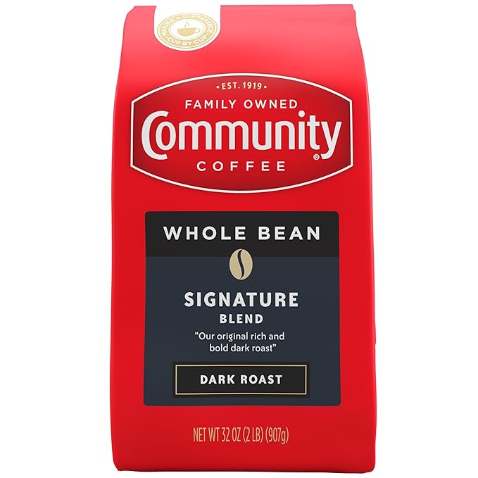 Community Coffee Signature Blend Whole Bean Coffee, Dark Roast, 32 oz Bag (Pack of 1)