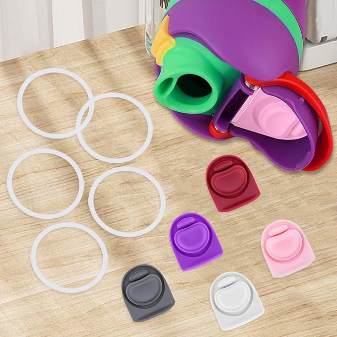 5 Sets Replacement Seal Gasket Stoppers for Owala Freesip 16oz 32oz Cap Mouth,Silicone O Sealing Ring Parts Water Bottle Top Lid Accessories for Owala Freesip 16/19/24/32/40oz（5 colors 1