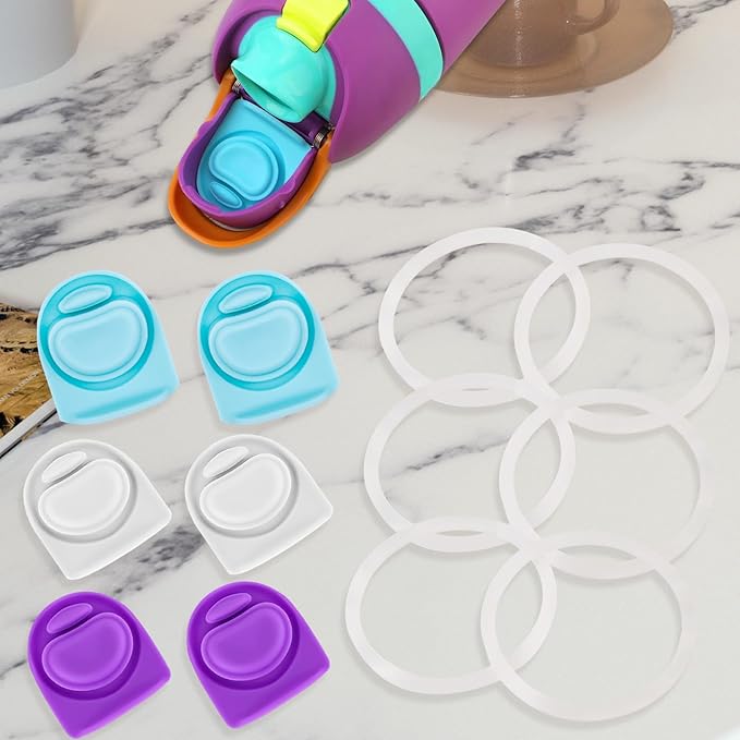 6 Sets Replacement Stopper and O Ring Gasket Compatible with Owala FreeSip 24oz 32oz,Water Bottle Lid Insert Cap Silicone Seal Parts for Owala 16/19/24/32/40oz Mouthpiece Accessories Z6S1