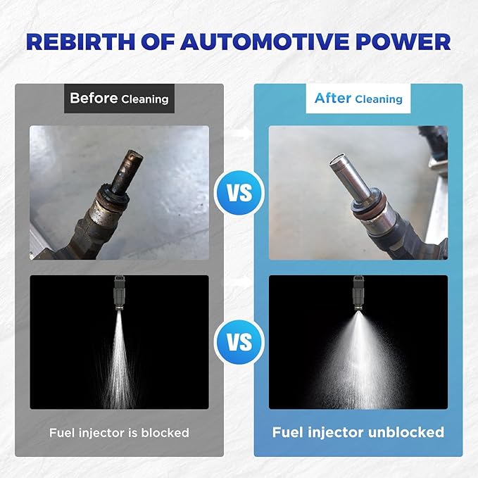 MR CARTOOL V308 Injector Cleaner Machine 4-Cylinder, 110V Injector Cleaner Tester Machine Heated Ultrasonic Fuel System Injection Cleaning Kit for Diesel Gasoline Car Motorcycle