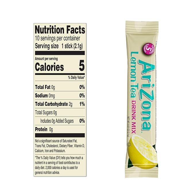 AriZona Lemon Tea - On-the-Go Powdered Drink Mix, 0.07oz 120 Count - 10ct Boxes (Pack of 12)