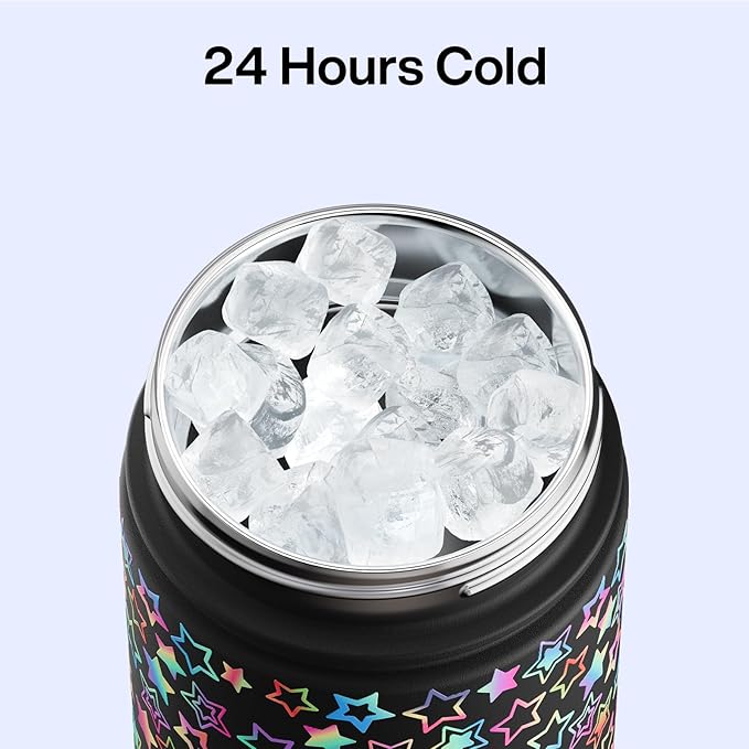 ENCOOL Insulated Water Bottle with Straw Stainless Steel Water Bottle, Glow in the Dark, Leak-Proof, BPA-Free, Keeps Cold for 24 Hours for Sports, Travel, School (26 oz, Neon Starfall)