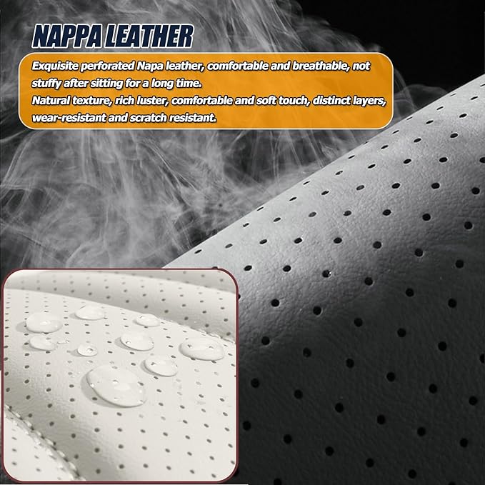 Car Seat Covers for 2 Seats - Nappa Leather 3D Foam Back Support, Super Breathable, All Season Car Seat Cushion with Storage Bags, Universal Fit for Most Cars, Colour- Red Black