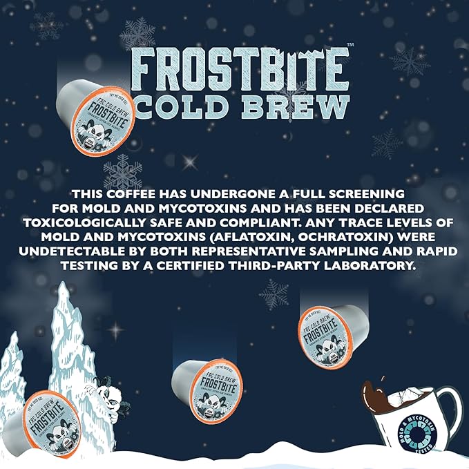 FRC Organic Frostbite Cold Brew Pods | Mold & Myco 3rd Party Tested, USDA, Kosher | Med Roast, 24 Pods for Kcup Brewers