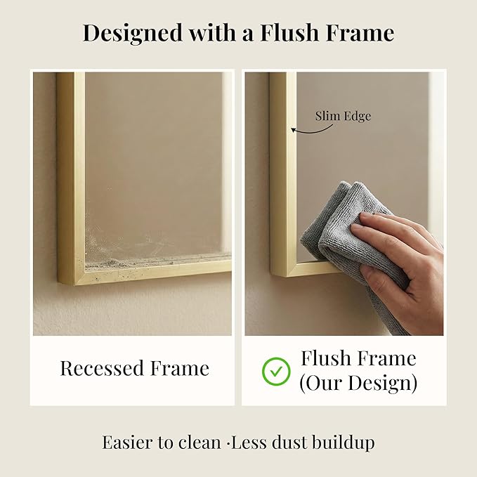 36"x36" Large Gold Wall Mirror, Metal Framed Bathroom Vanity Mirror, Oversized Square Mirror Over Sink, Luxury Living Room Decor, Flush Mount