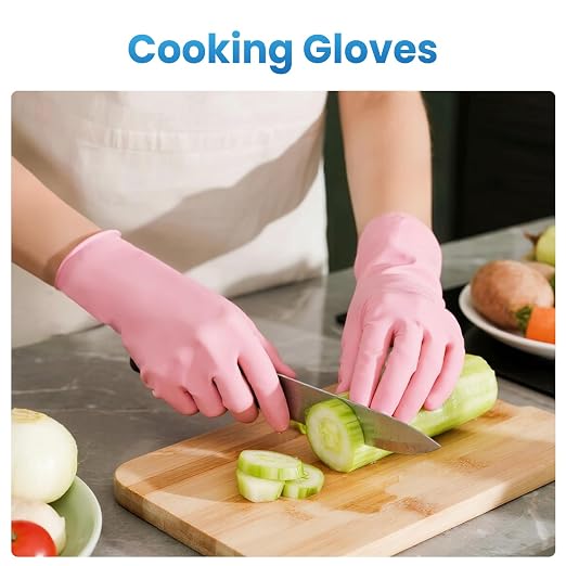 Borje Pink Nitrile Gloves, 100 Count Disposable Gloves, Large, Latex & Powder-Free, Food Safe, Cleaning, Esthetician, Cooking