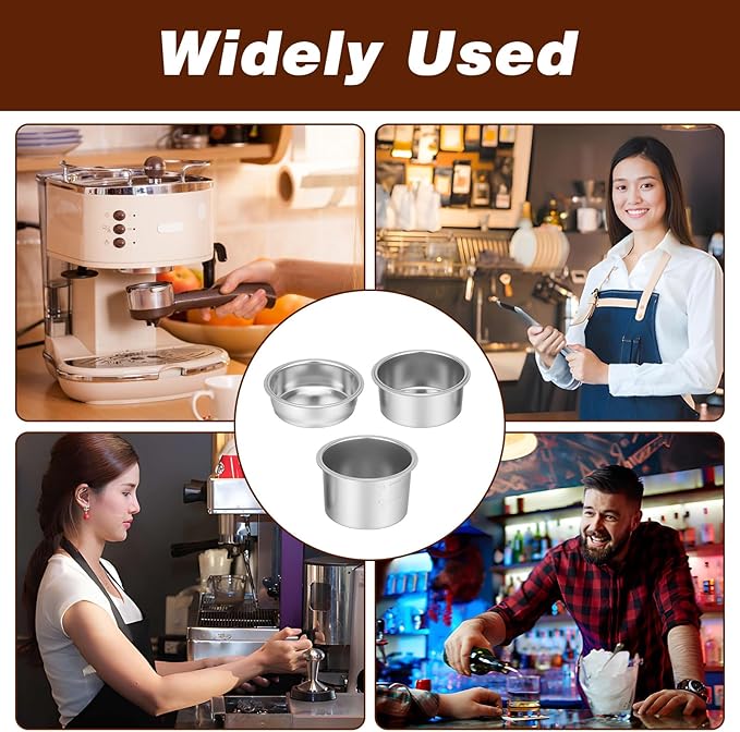 51mm Stainless Steel Coffee Filter Basket Silver Portafilter Basket Reusable Espresso Coffee Filter Pressurized Single/Double/Four Cup Single Wall Coffees Filters Machine Replacement Accessories