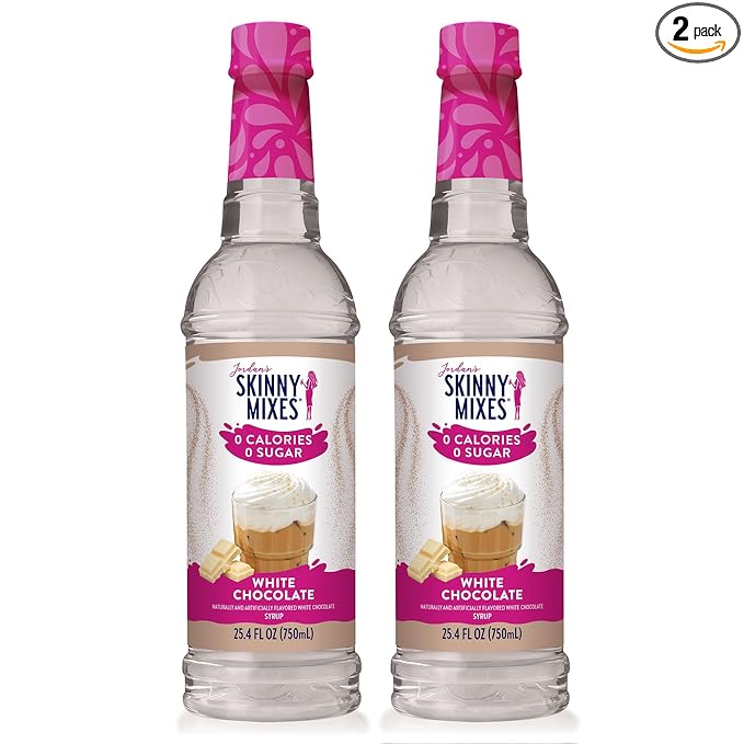 Jordan's Skinny Mixes Syrups Sugar Free Coffee Syrup, White Chocolate Flavor Mix, Zero Calorie Flavoring for Lattes, Protein Shake, Cocktail & More, Gluten Free, Keto Friendly, 25.4 Fl Oz (Pack of 2)