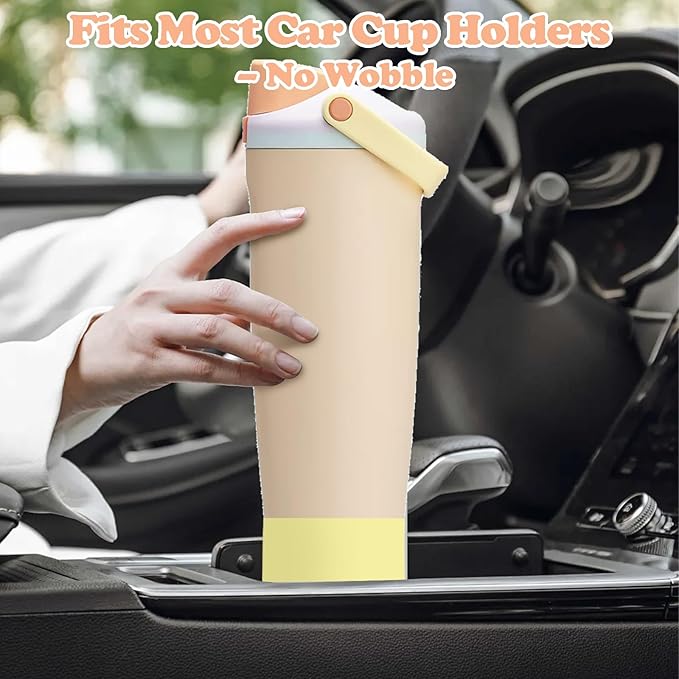 2PCS Silicone Boots for Owala 30oz & 40oz FreeSip Sway Bottles & Tumblers – Non-Slip, Scratch-Resistant, Stability Enhancer for Owala Accessories (Yuzu Yellow)