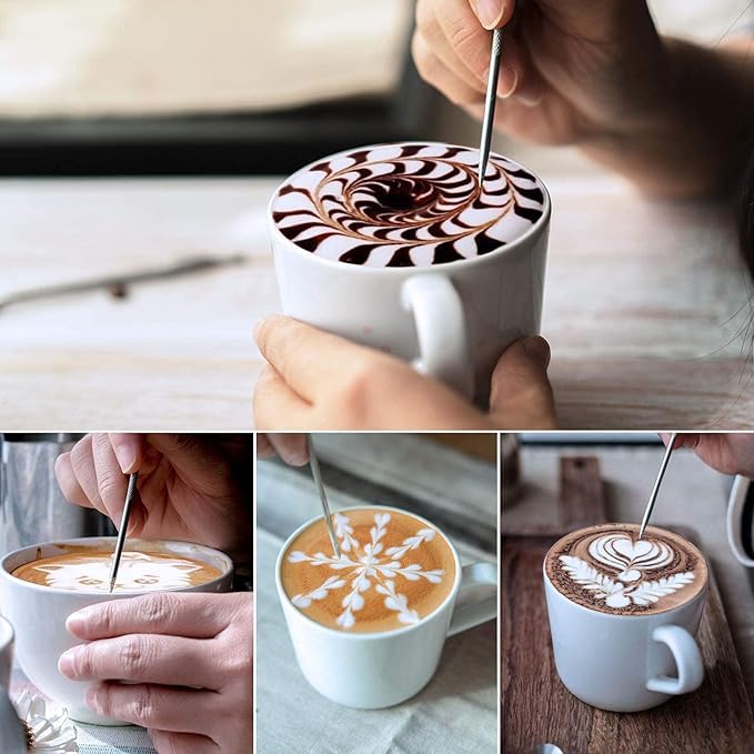 Milk Frothing Pitchers 20 oz, Stainless Steel Espresso Steaming Pitcher with Decorating Pen Coffee Milk Frother Cup with Scale Cappuccino Latte Art Barista Steam Pitchers Milk Frother Cup