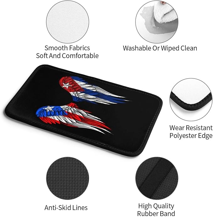 Auto Center Console Pad Puerto Rico Porto Rico Puerto Rican and Cuba Cuban Flag Wings Car Armrest Cover Armrest Seat Handrail Box Cover Cushion Universal Decoration Protector Accessories