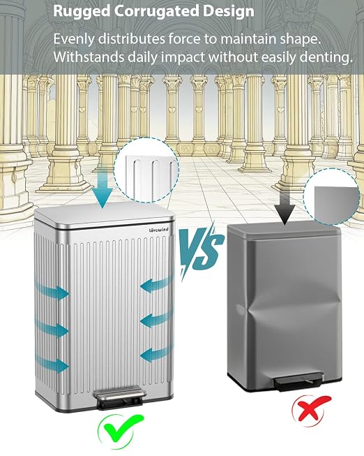 Lovewind Kitchen Trash Can, 18.5 Gallon / 70L Large Kitchen Garbage Can with Soft Close Lid – Pet Resistant, Removable Inner Bucket, Stainless Steel Trash Bin Perfect for Big Families, Silver