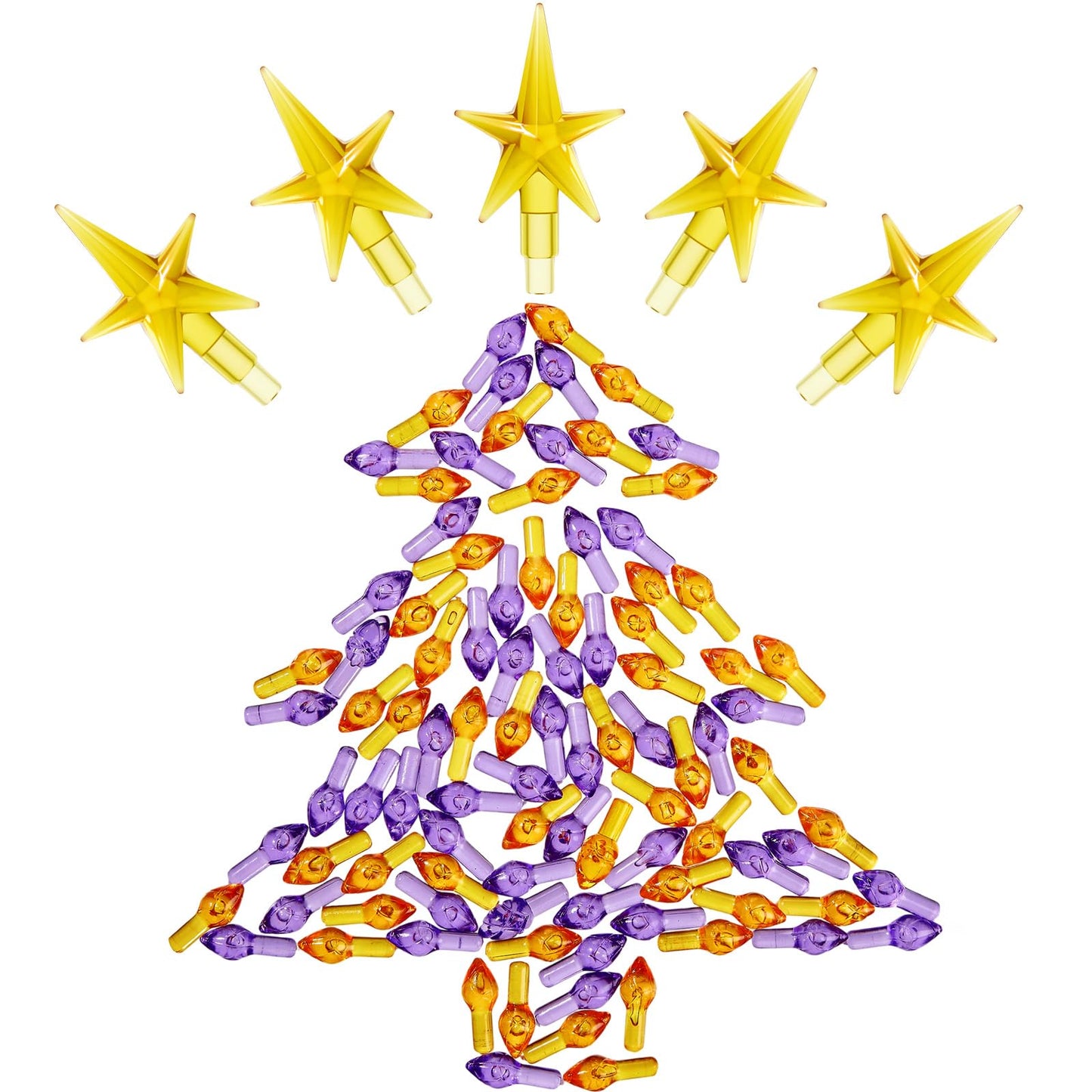 Boao Ceramic Christmas Tree Bulbs - 100 Pieces, 3.8 mm Diameter, Purple and Orange, Model MA-Boao-5133, Plastic