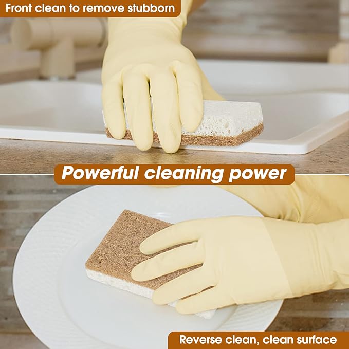 GREENTH PRO 10 Pack Nature Dish Sponge - Natural Kitchen Sponge - Coconut Fiber and Wood Cellulose Scrubber