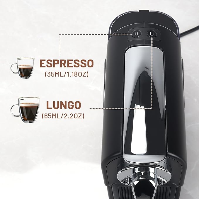 Mini Espresso Machine for Nespresso Original Pods, 20 Bar High Pressure Pump for Espresso and Lungo, One-Touch Operation, 22oz Removable Water Tank