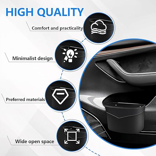 vvag Car Trash Can,Mini Vehicle Trash Bin Organizer with 20pcs Plastic Trash Bags,Leak-Proof Small Garbage Bin for Auto Vehicle, Car Door & Back Seat,Portable for Home Office Travel