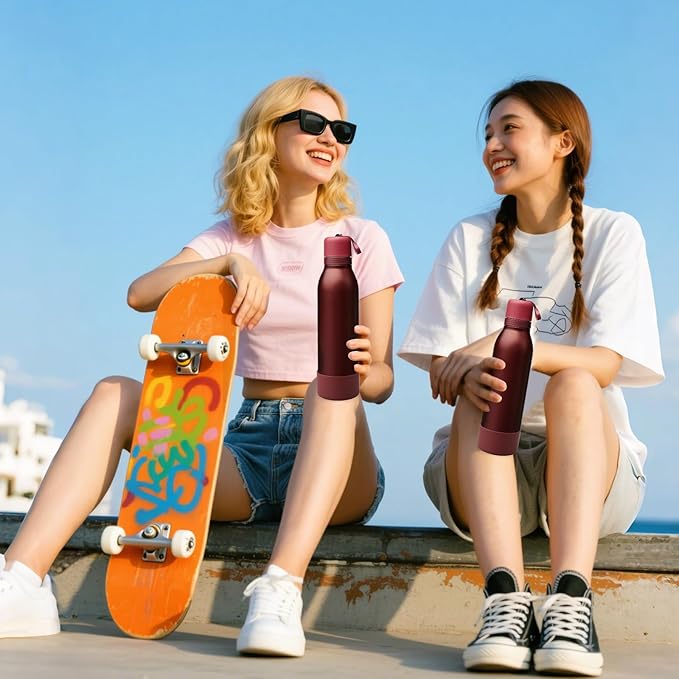 Mity rain 2PCS Silicone Boot for Owala FreeSip Twist Water Bottle, Anti-Slip, Noise-Reducing,Prevents Scratches(24 oz Black Cherry)