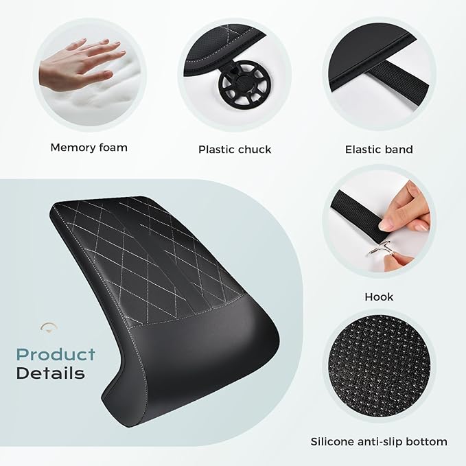Coverado Car Seat Extender Leg Support, Leather Leg Support Cushion, Car Leg Extender Cushions for Long Driving, Waterproof Car Seat Cushions Leg Rest Pad Universal Fit for Most Car Seat (Black)