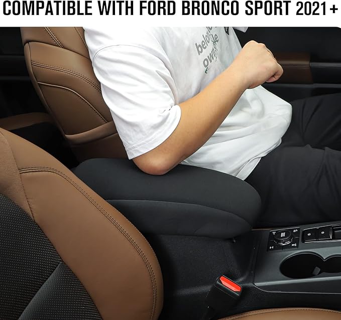 Jimen for Bronco Sport Center Console Cover, Armrest Cover Cushion Pad Protector Compatible with Ford Bronco Sport 2021-2023