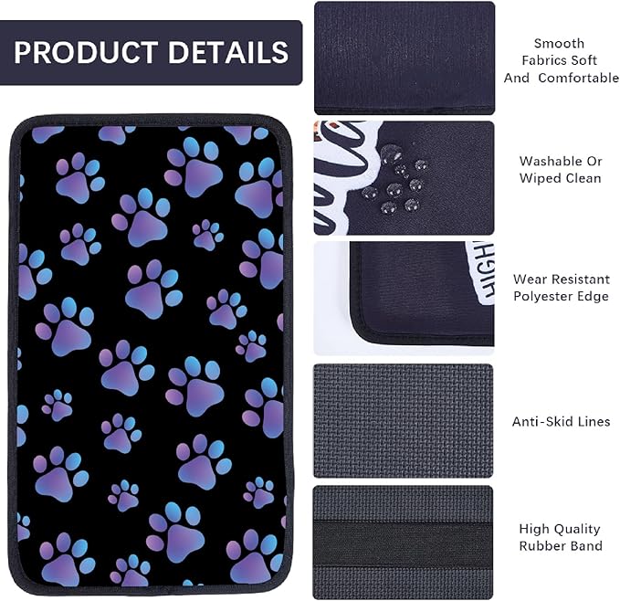CREATCABIN Dog Paws Car Armrest Pad Auto Center Console Cover Waterproof Auto Armrest Cover Soft Center Console Pad Comfortable Car Accessories Interior for SUV Sedan Truck 12.6×7.5in