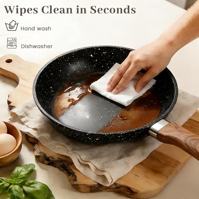 Frying Pans Skillet - 9 Pieces Nonstick Frying Pan Set Includes 3 Sizes (8"/ 10"/ 12"), PFOA Free, Induction & Oven Safe, Easy to Clean for Home Daily Cooking