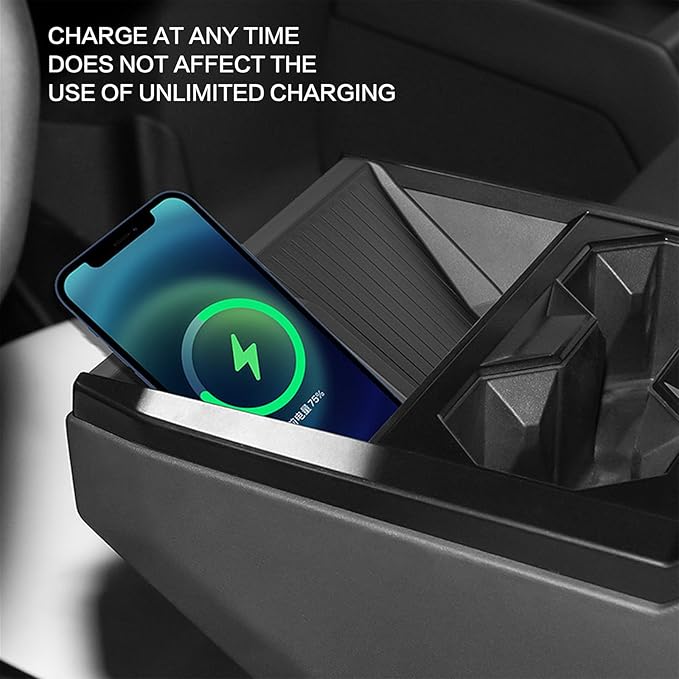 Center Console Wireless Charging Mat fit for cybertruck Anti-Slip Waterproof Silicone Mat Center Console Interior (Black)