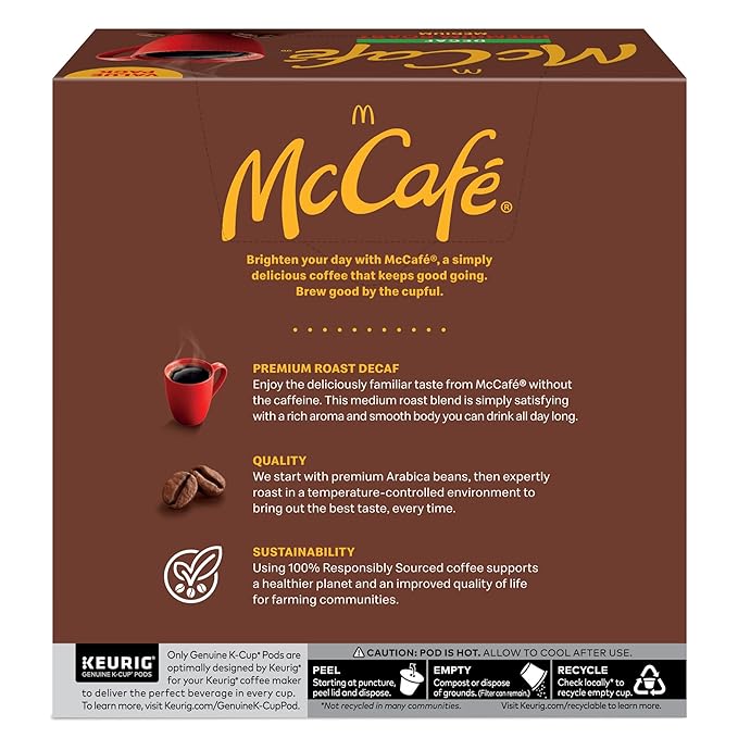McCafe Keurig Single Serve K-Cup Pods, Premium Roast Decaf, 32 Count