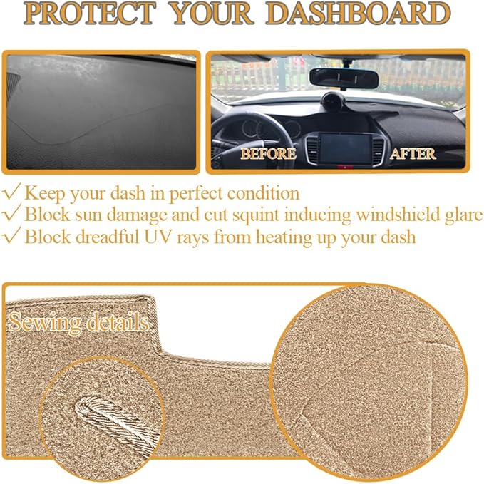 Yiz Dash Cover Mat Custom Fit for Nissan Altima 2002-2004 Dashboard Pad Cap Carpet (Beige) J194