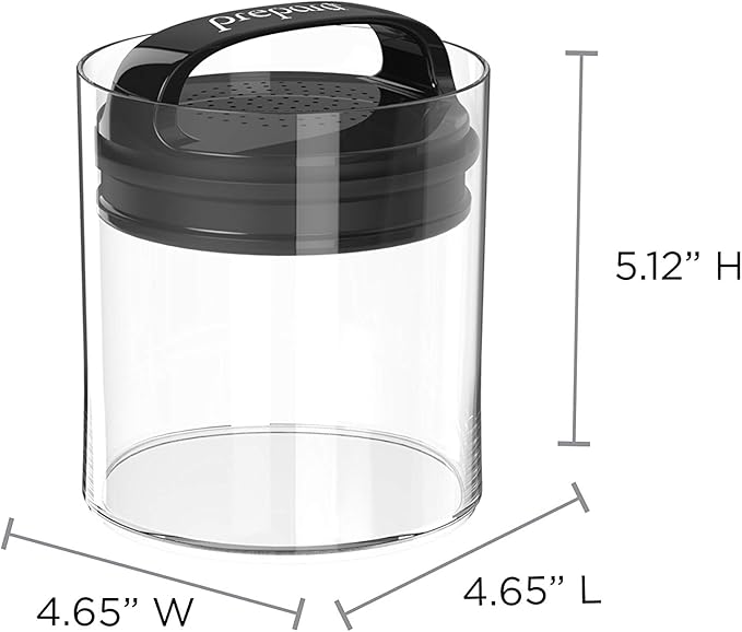 Prepara Evak Fresh Saver, Medium-Short Airless Canister with Black handle, 1.1 Quart, Clear (Pack of 2)