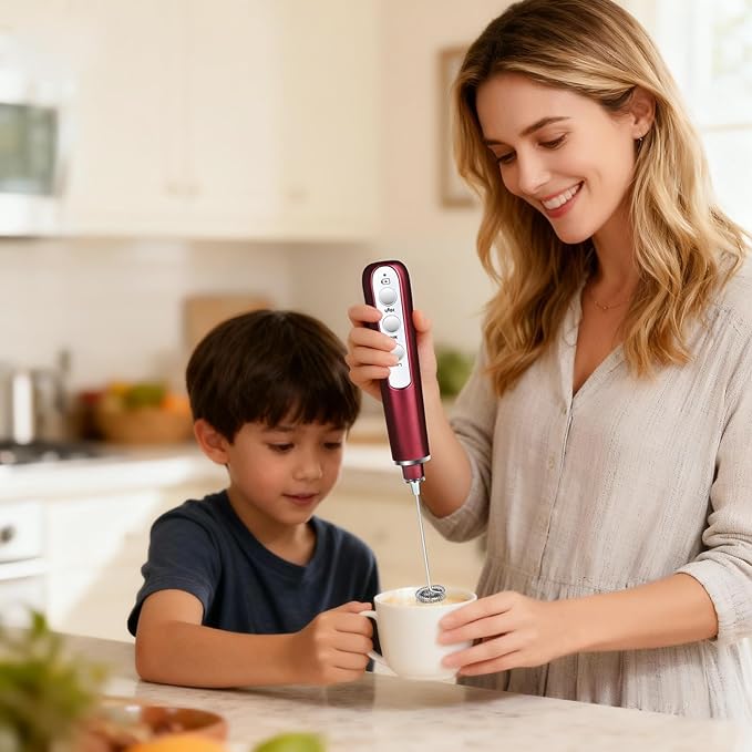 Milk Frother Wand Rechargeable Handheld Frother For Coffee,Batidora De Mano Electrica Coffee Bar Accessories Kitchen Appliances Essentials Electric Frother Gift For Women Men (Silvery)