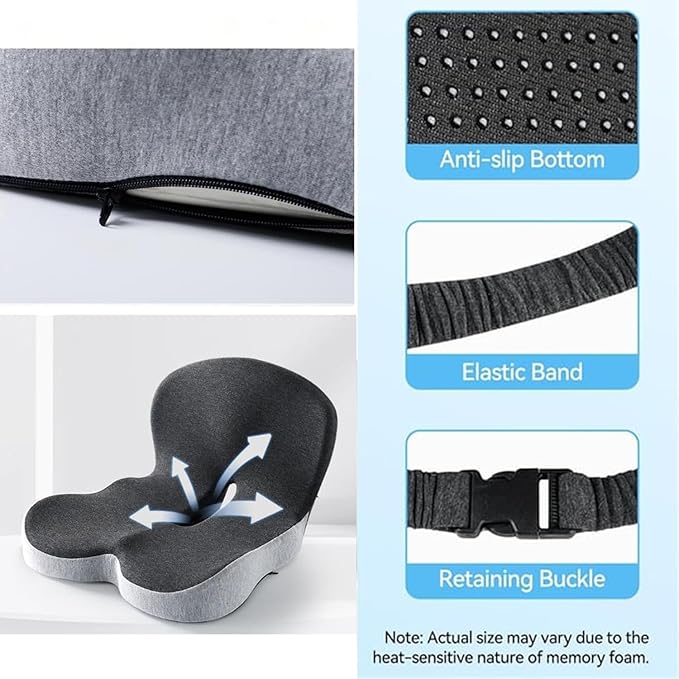 Back and Seat Cushion, Trucker Seat Cushions for Long Sitting, Car seat Cushion with Back Support, Seats Cushions for Lumbar Pain and Supporting The HIPS, Trucker Essentials (E)