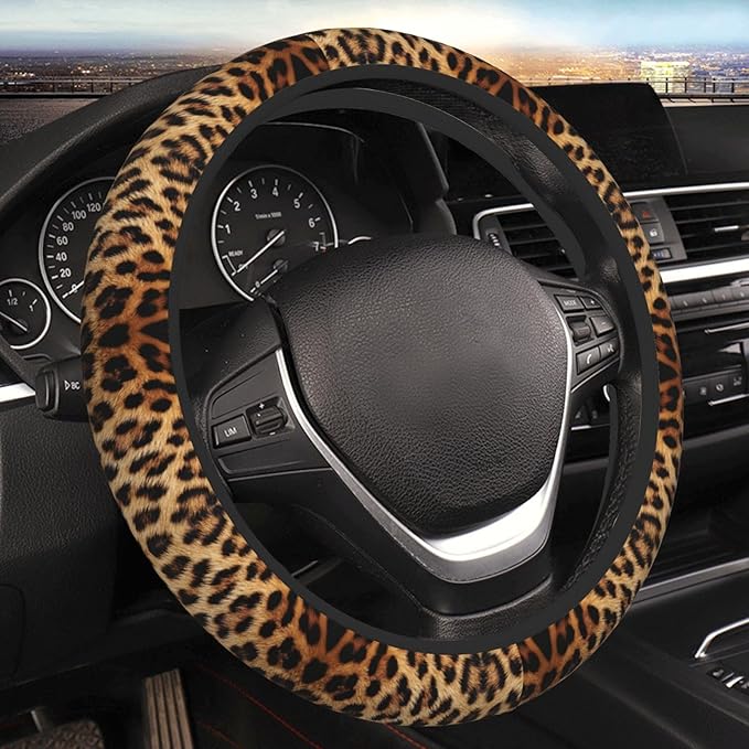 Leopard Spots Cheetah Print Universal Fit Steering Wheel Cover for Car, Truck, and SUV, Durable Steering Wheel Protection