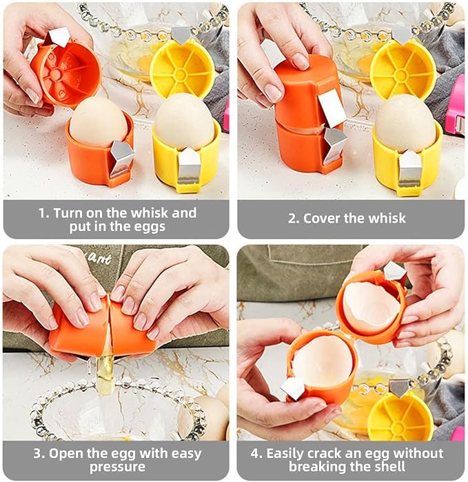 3Pcs Egg Shell Opener, 2026 New Egg Cracker Tool for Raw Eggs, Hard Boiled Egg Peeler Egg Cube Egg Separator Handheld, Stainless Steel Eggshell Breaker Egg Shell Cutter Kitchen Gadgets（3Pcs）