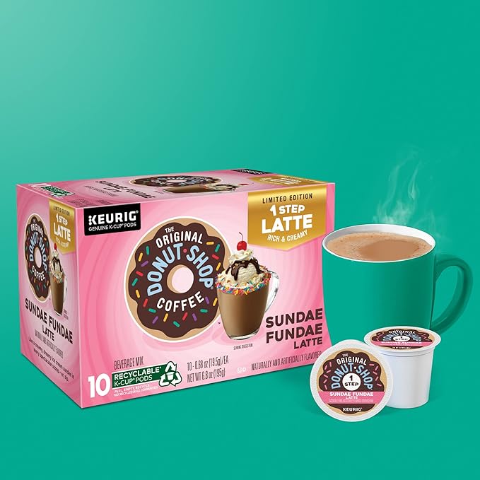 The Original Donut Shop Sundae Fundae One-Step Latte, Keurig Single Serve K-Cup Pods, 60 Count (6 Packs of 10)