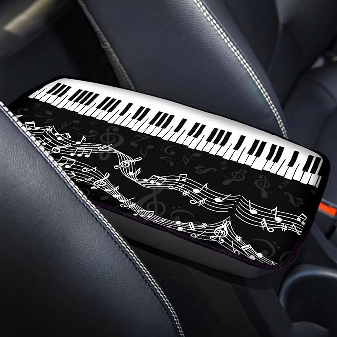 Mintutlipy Piano Car Armrest Cushion Protector for Women Men Universal Automotive Center Console Cover Sweat Proof Dust Proof