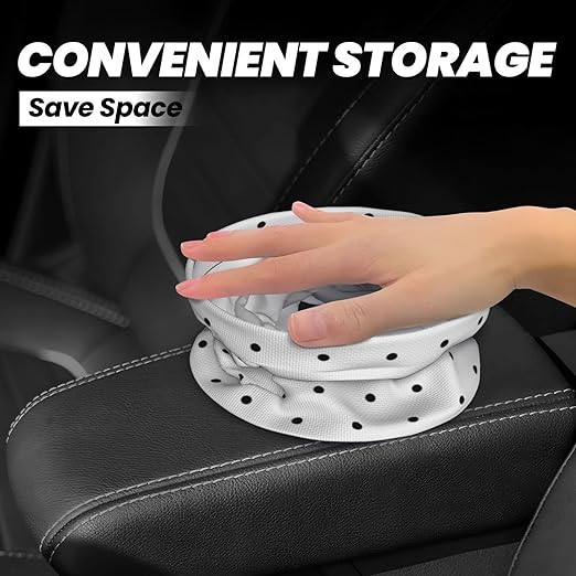 Cute White Polka Dots Purple Bow Car Trash Can Garbage Cans Foldable,Small Hanging Car Organizer Storage Bag Leak Proof, Auto Back Seat Trash Bin Universal for Truck, SUV, Outdoor Travel
