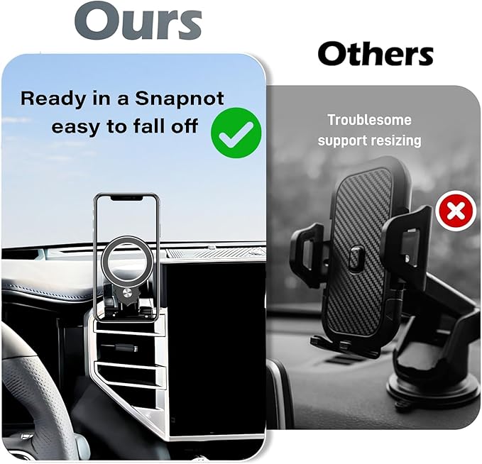 Magnetism Car Phone Holder for 2022-2025 Toyota Tundra / 2023 2024 2025 Toyota Sequoia Accessories Compatible with MagSafe Hands-Free 360 Degree Rotation Adjustable Cell Phone Mount