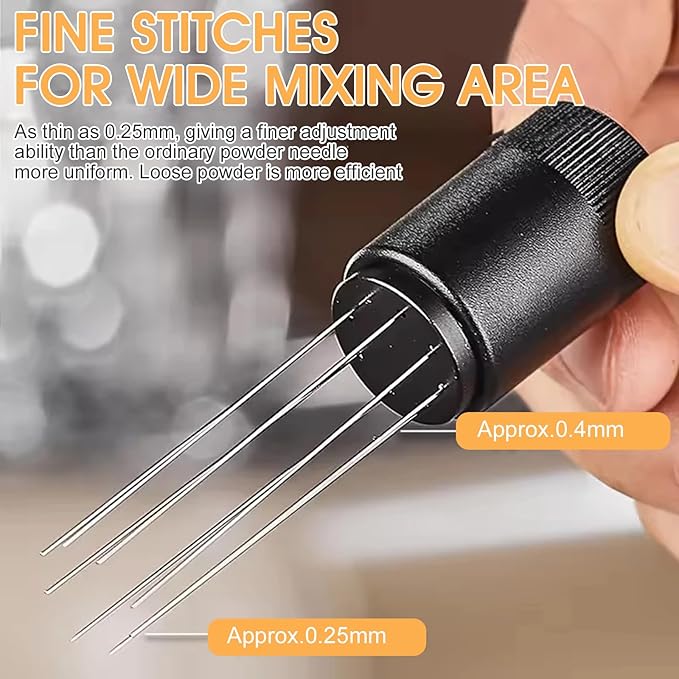 WDT Tool Espresso Distributor with Magnetic Stand, Upgraded 8 Needles 0.4mm Espresso Stirrer, Professional Espresso Distribution Tool for Espresso Machine Accessories, Black