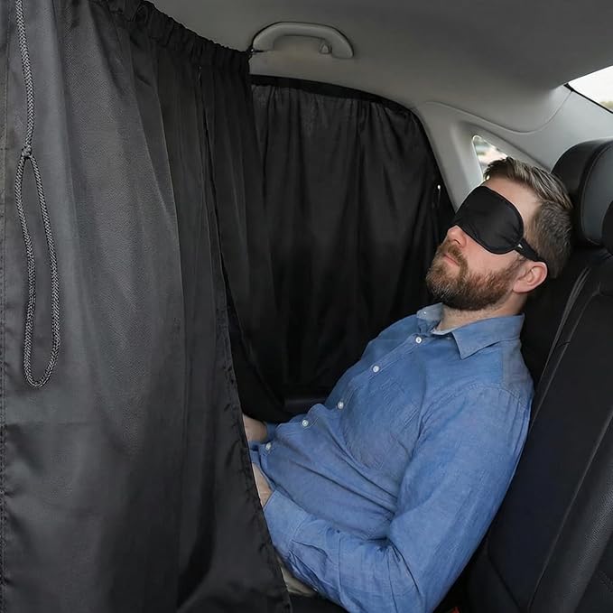 4PCS Car Privacy Curtain, Removable Auto Rear Seat & Side Window Sunshade Divider Curtain with Storage Bag, Backseat Partition Curtains Window Covers for Camping Nap Sleeping